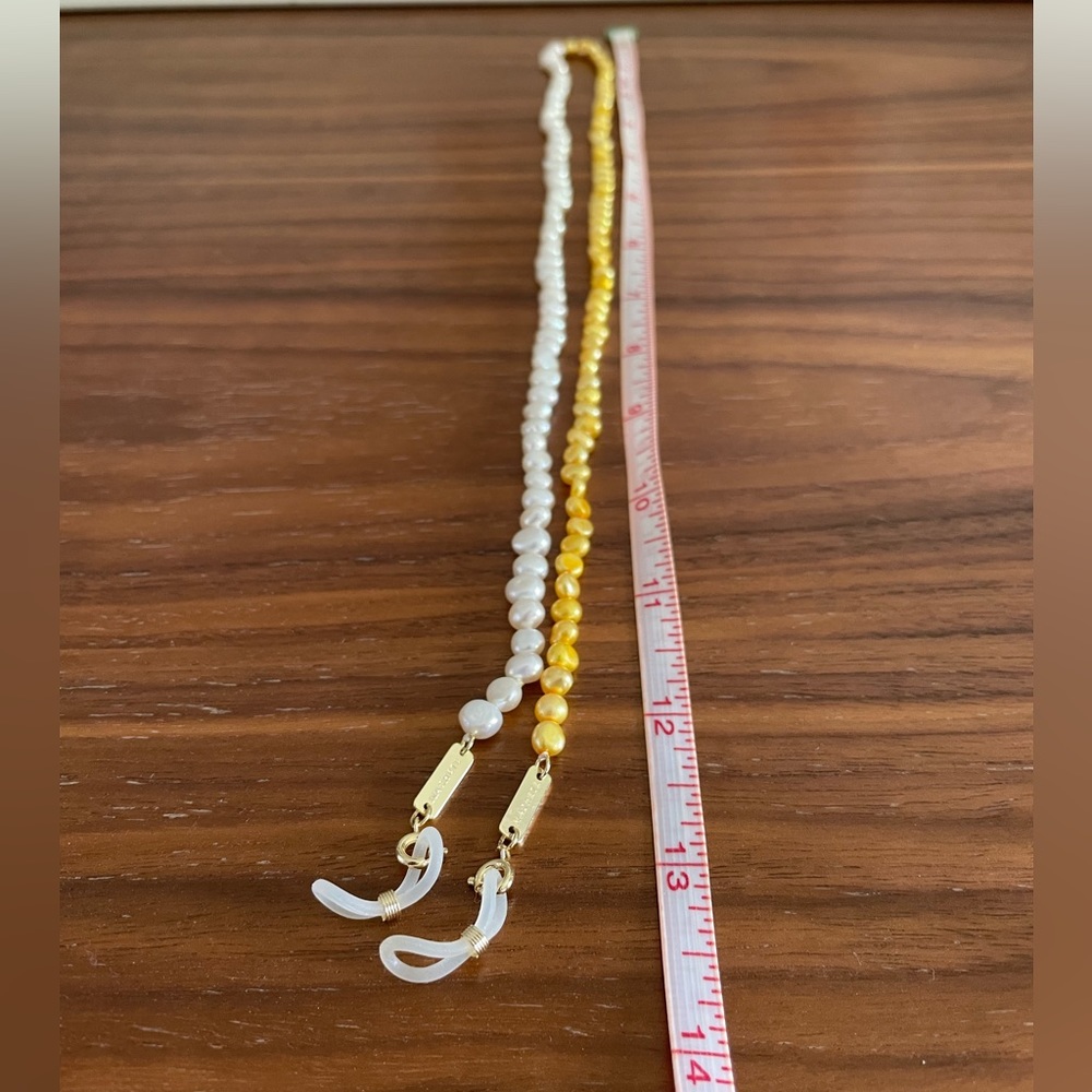 MACHETE Mixed Freshwater Pearl Sunglasses Chain in Yellow + White